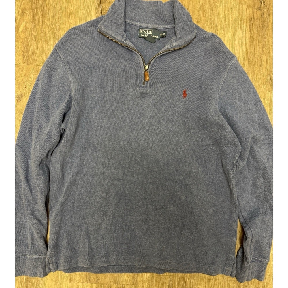 Polo Ralph Lauren Men's Medium Quarter-Zip Cotton Sweater Slate Blue